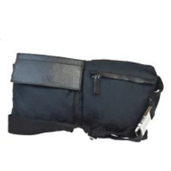 Gucci Handbags - Gucci waist Pouch Clutch bag GG black canvas leather